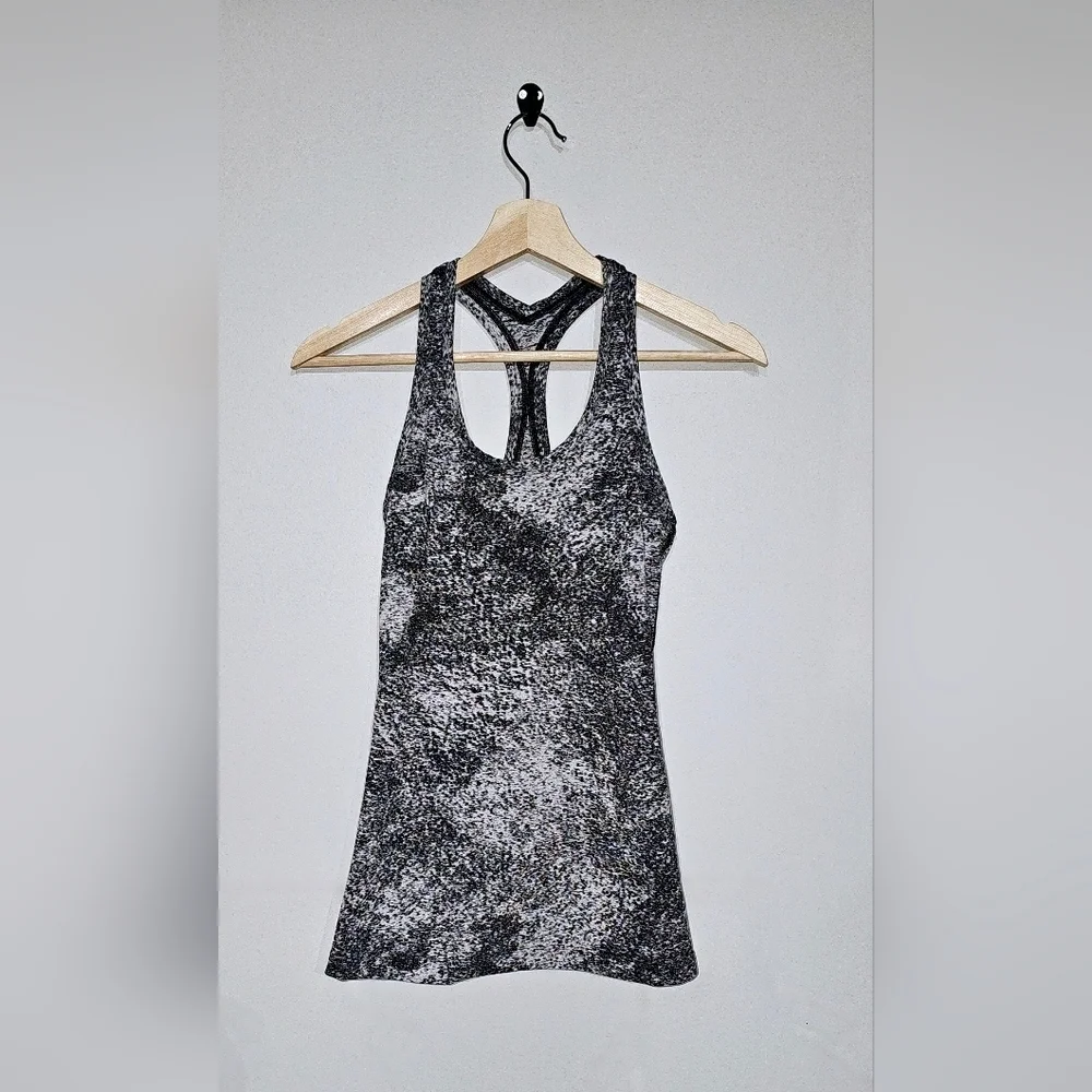 Lululemon Cool Racerback II Luon Spray Jacquard White Black Size 4 - Picture 5 of 7